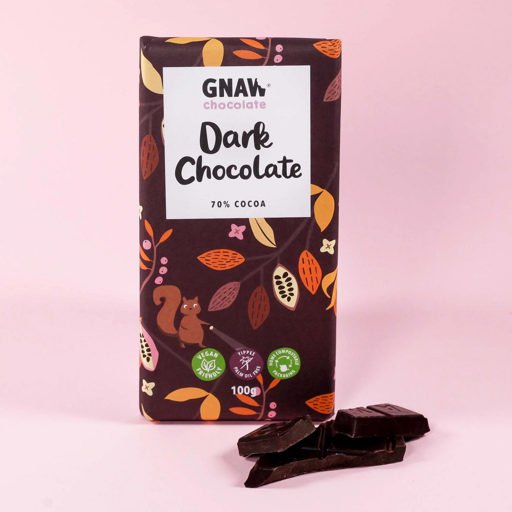 GNAW Vegan Dark Chocolate Bar 70% Cocoa